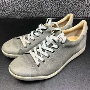 Ecco Hydromax Sneakers Shoes‎ Men EU Size 43 Gray Leather Lace Up Golf Spikeless